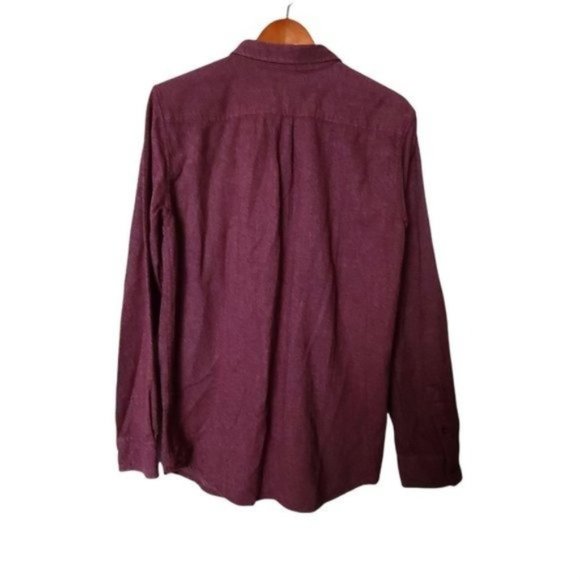 On The Byas Men's L Large Button up Shirt Maroon 100% Cotton Pocket - Picture 7 of 8
